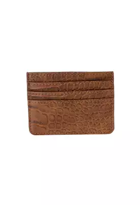 Aria Card Holder-Brown Croc