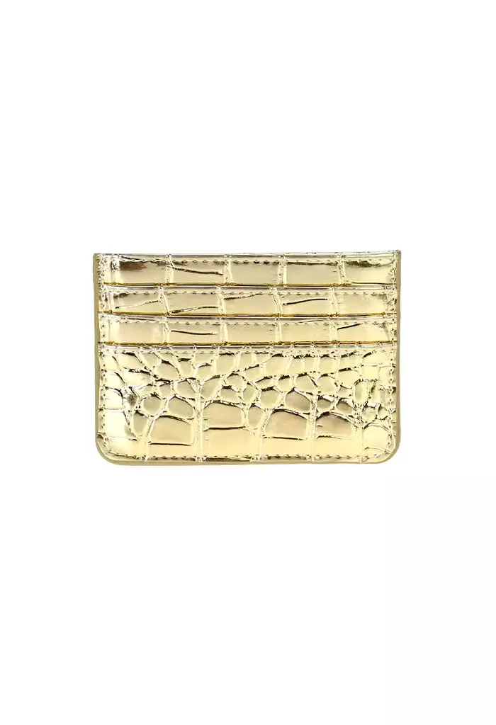 Aria Card Holder-Gold Croc