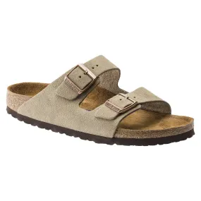 Arizona Soft Footbed (Taupe) Suede Leather Two-Strap Sandal