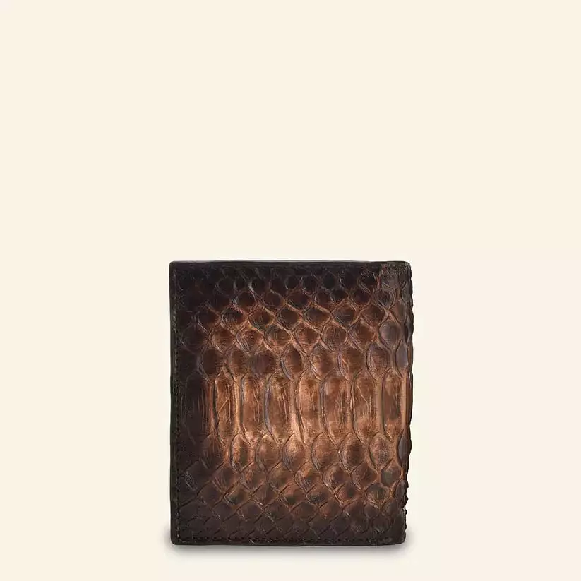 BC014PH - Cuadra honey python skin bi fold wallet for men