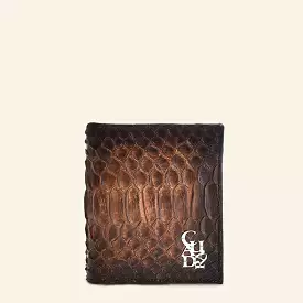 BC014PH - Cuadra honey python skin bi fold wallet for men