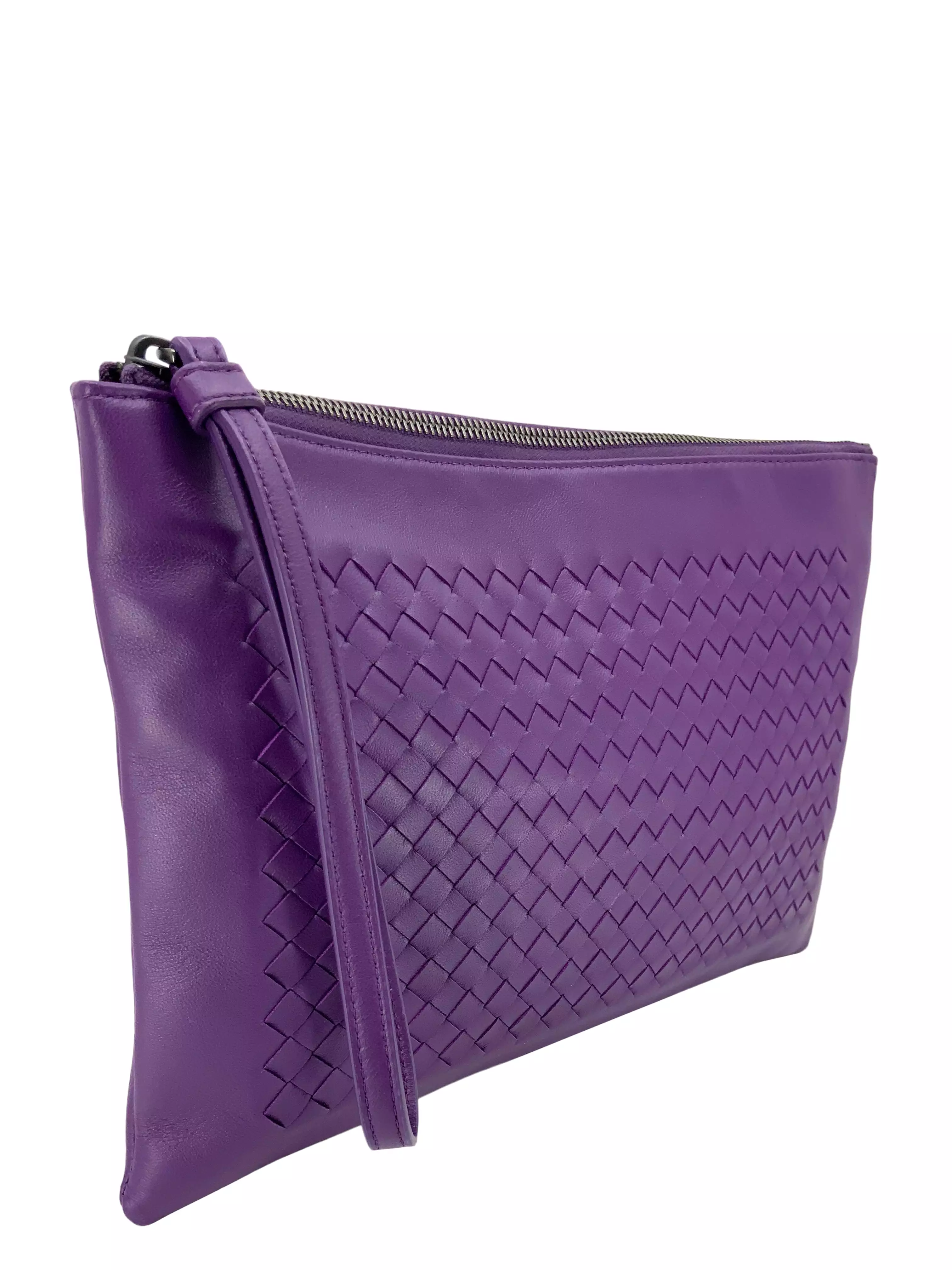 Bottega Veneta Intrecciato Lambskin Pouch Clutch Bag