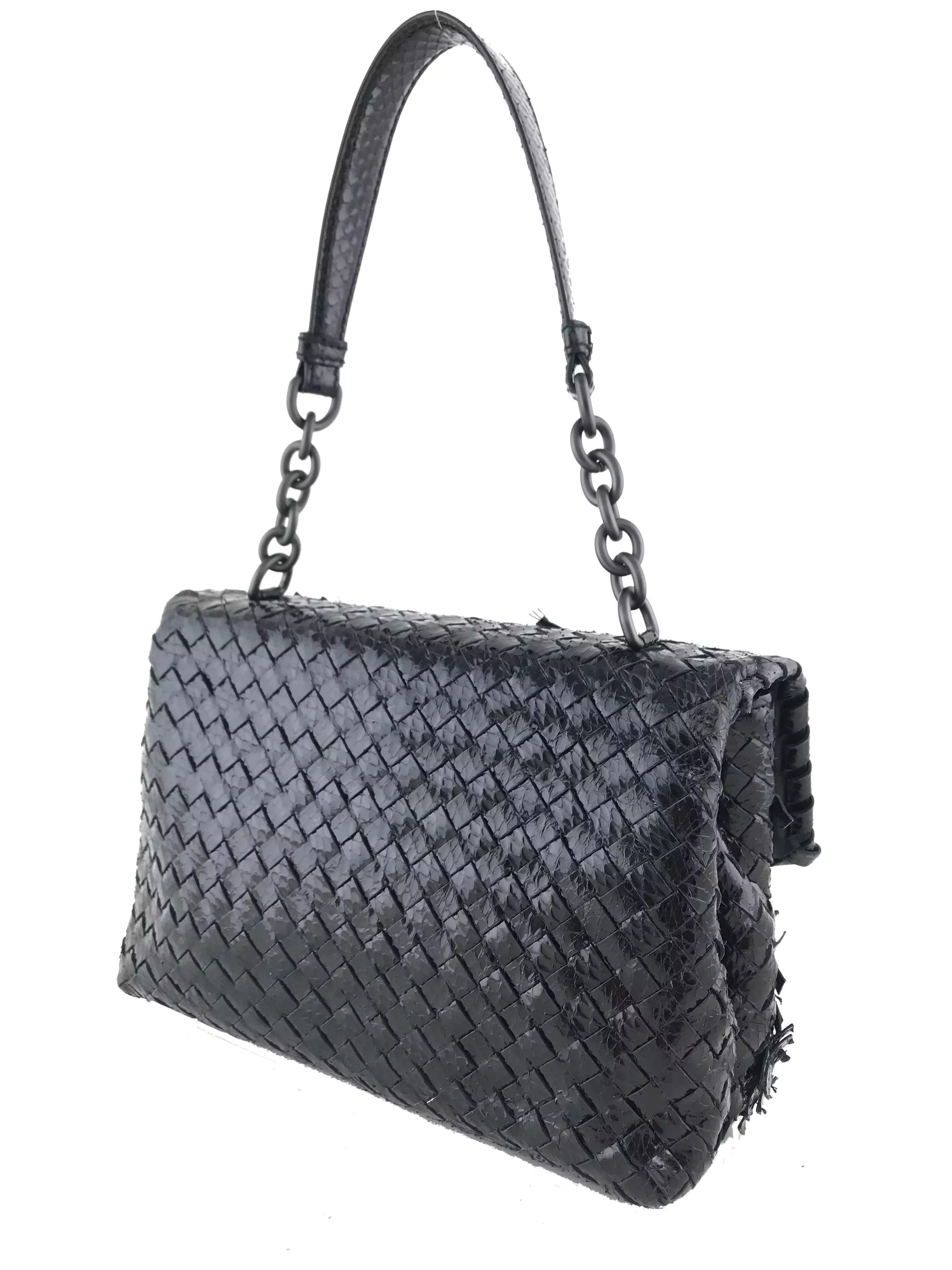 Bottega Veneta Olimpia Small Snakeskin Intrecciato Shoulder Bag