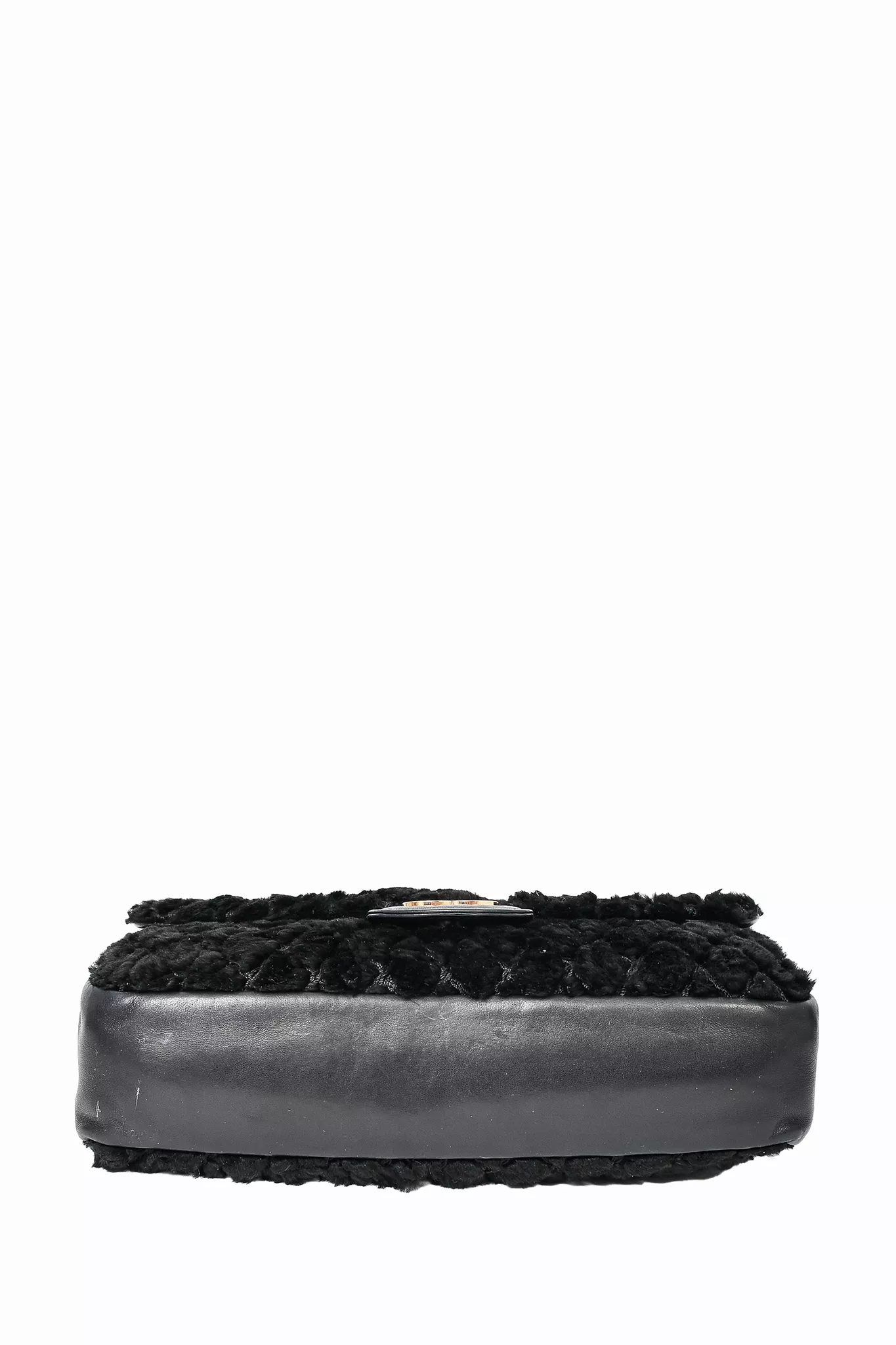 Chanel 2008/09 Black Rabbit Fur/Calfskin Leather Flap Bag