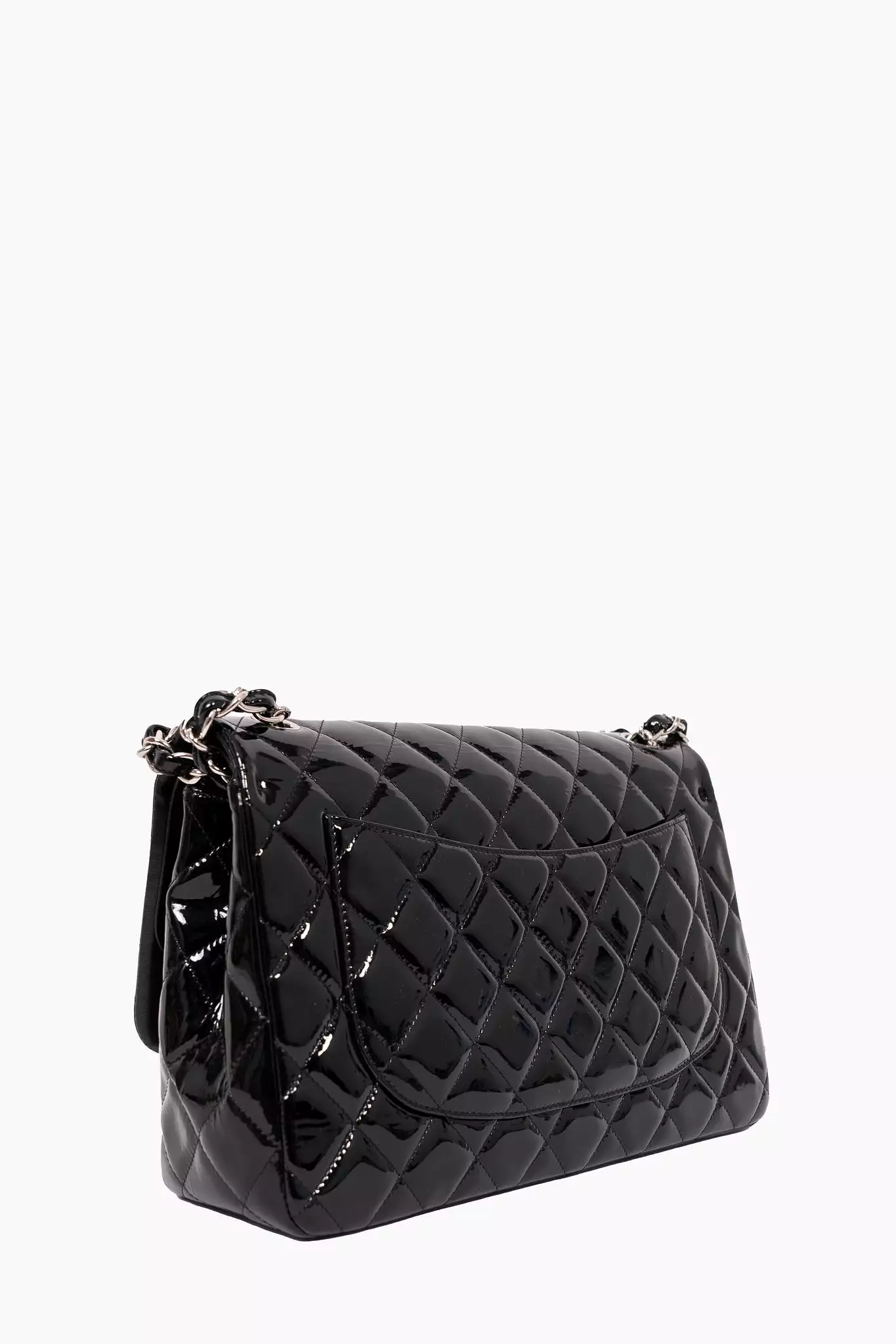 Chanel 2010/11 Black Patent Leather Jumbo Classic Double Flap Bag