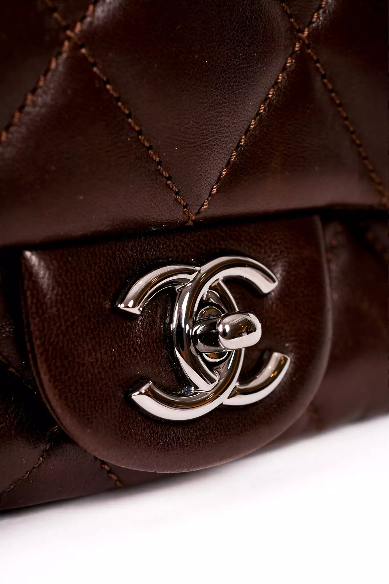 Chanel 2011/12 Brown Lambskin Quilted Jumbo Flap Bag