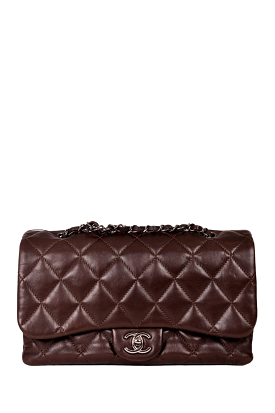 Chanel 2011/12 Brown Lambskin Quilted Jumbo Flap Bag