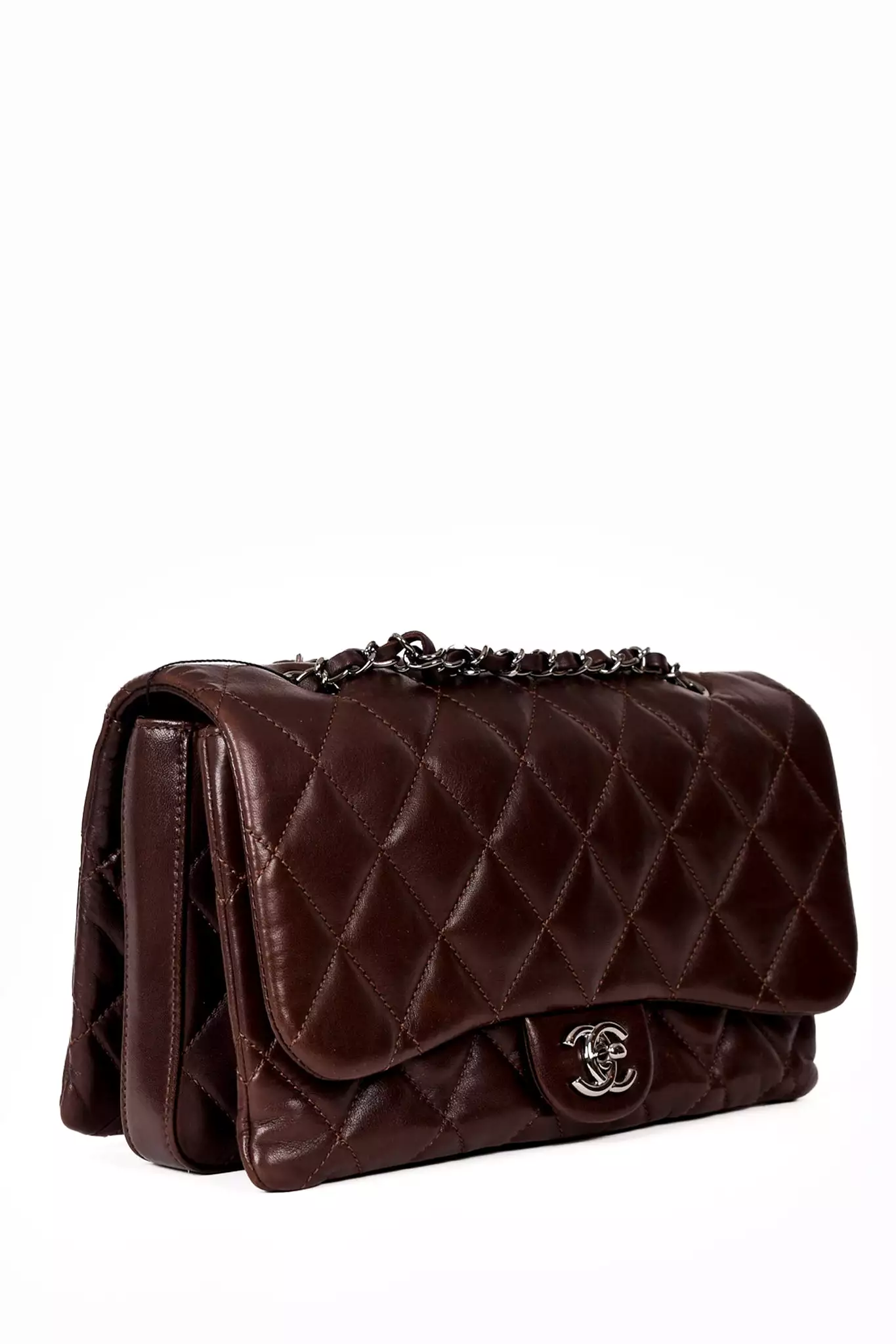 Chanel 2011/12 Brown Lambskin Quilted Jumbo Flap Bag