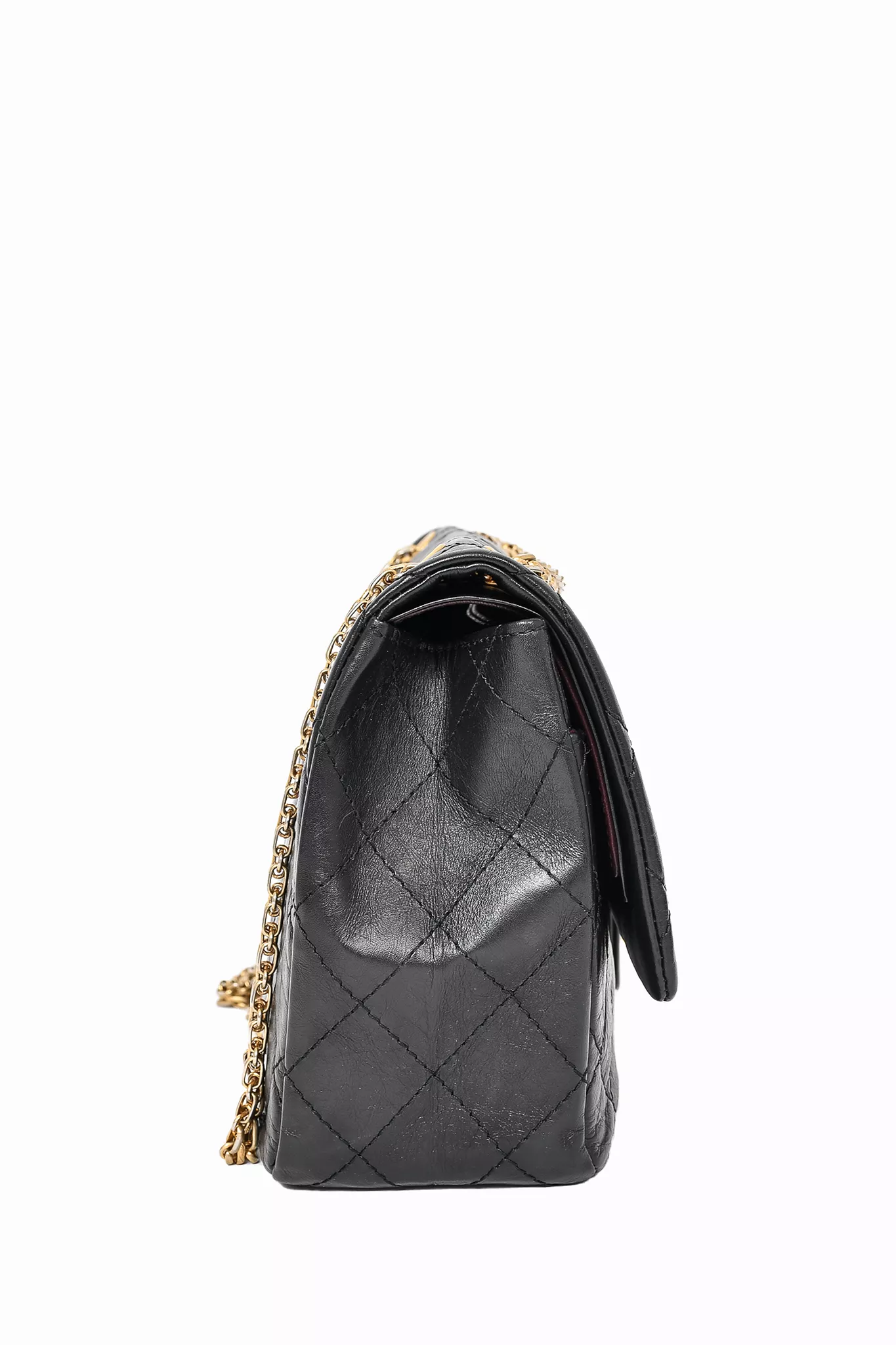 Chanel Black Aged Leather Reissue 227 Double Flap Bag w/ GHW