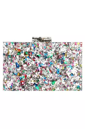 CONFETTI CLUTCH SILVER MULTI