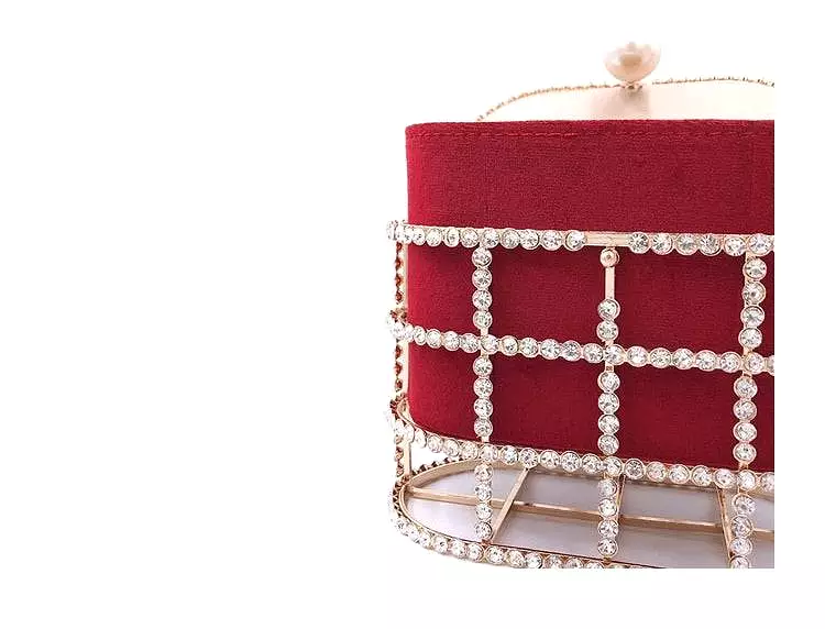 Crystallized Cage Pearl Handle Clutch