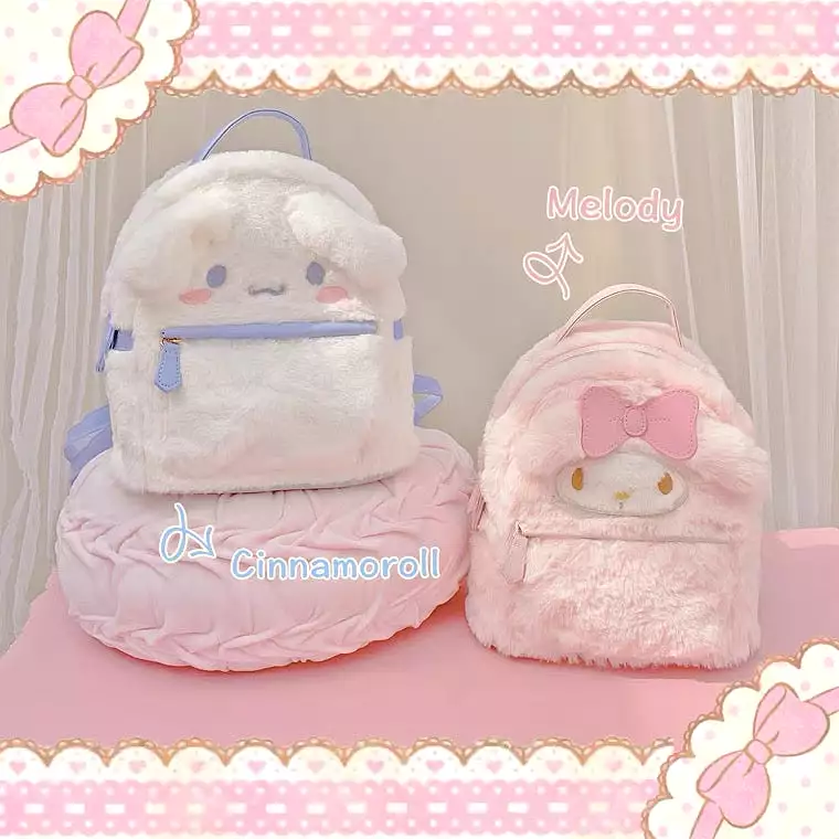 Cute “melody & cinnamoroll” plush Backpack by0076