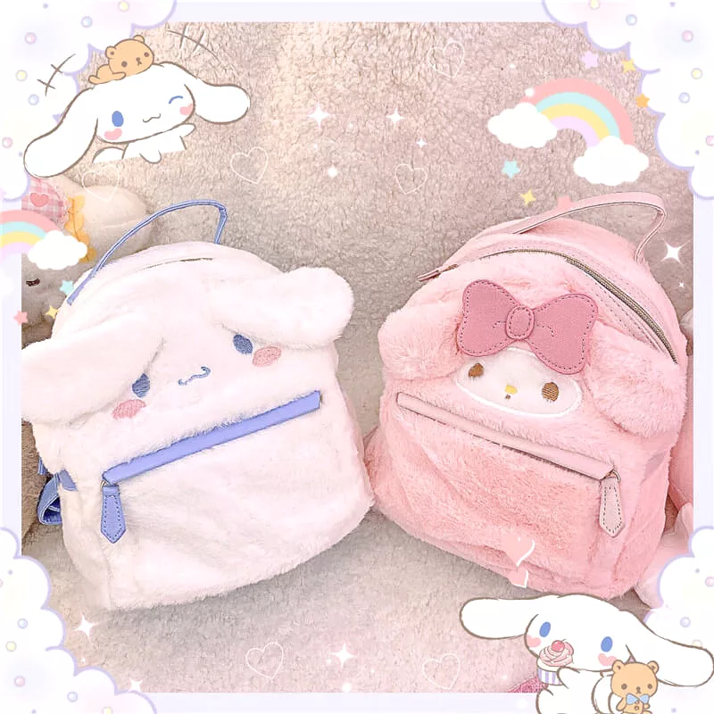 Cute “melody & cinnamoroll” plush Backpack by0076