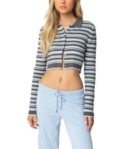 Edikted Giulia Stripey Ribbed Knit Top