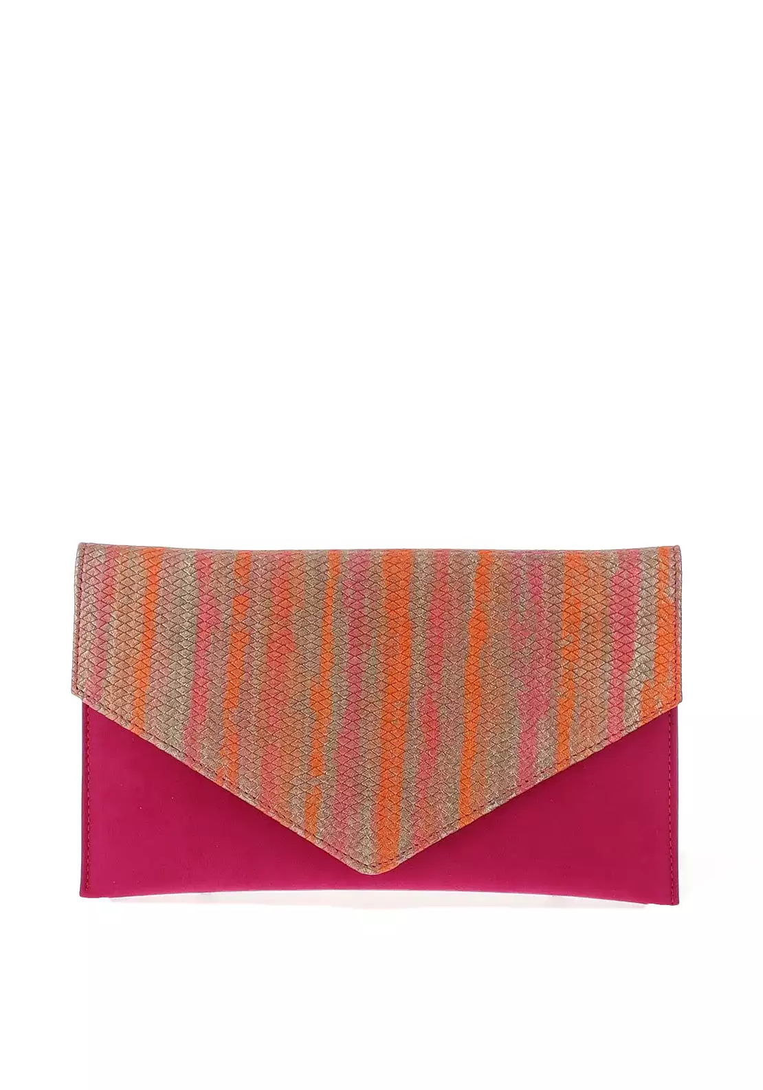 EMIS Leather Suede Envelope Clutch Bag Fuchsia