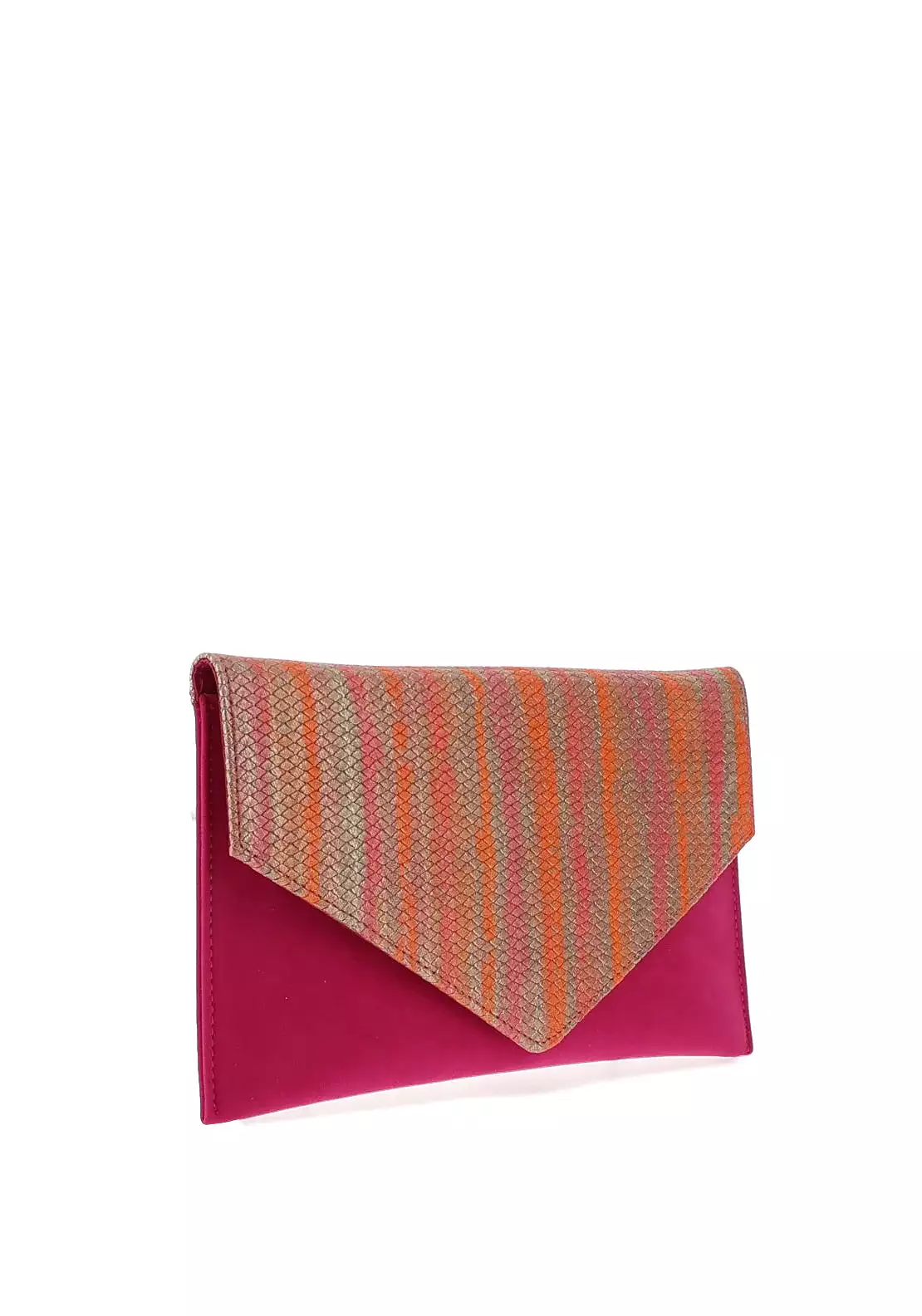 EMIS Leather Suede Envelope Clutch Bag Fuchsia