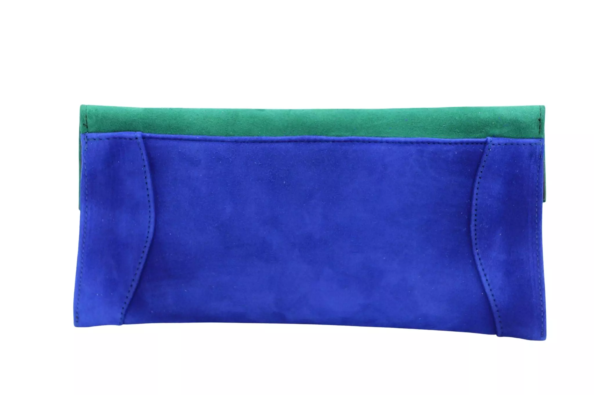 EMIS Royal Blue Green suede Envelope Clutch Bag