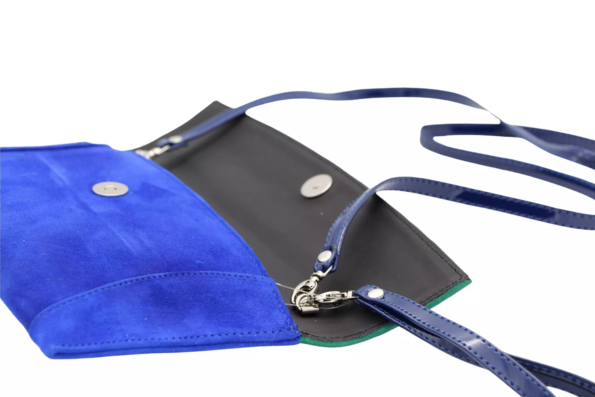 EMIS Royal Blue Green suede Envelope Clutch Bag