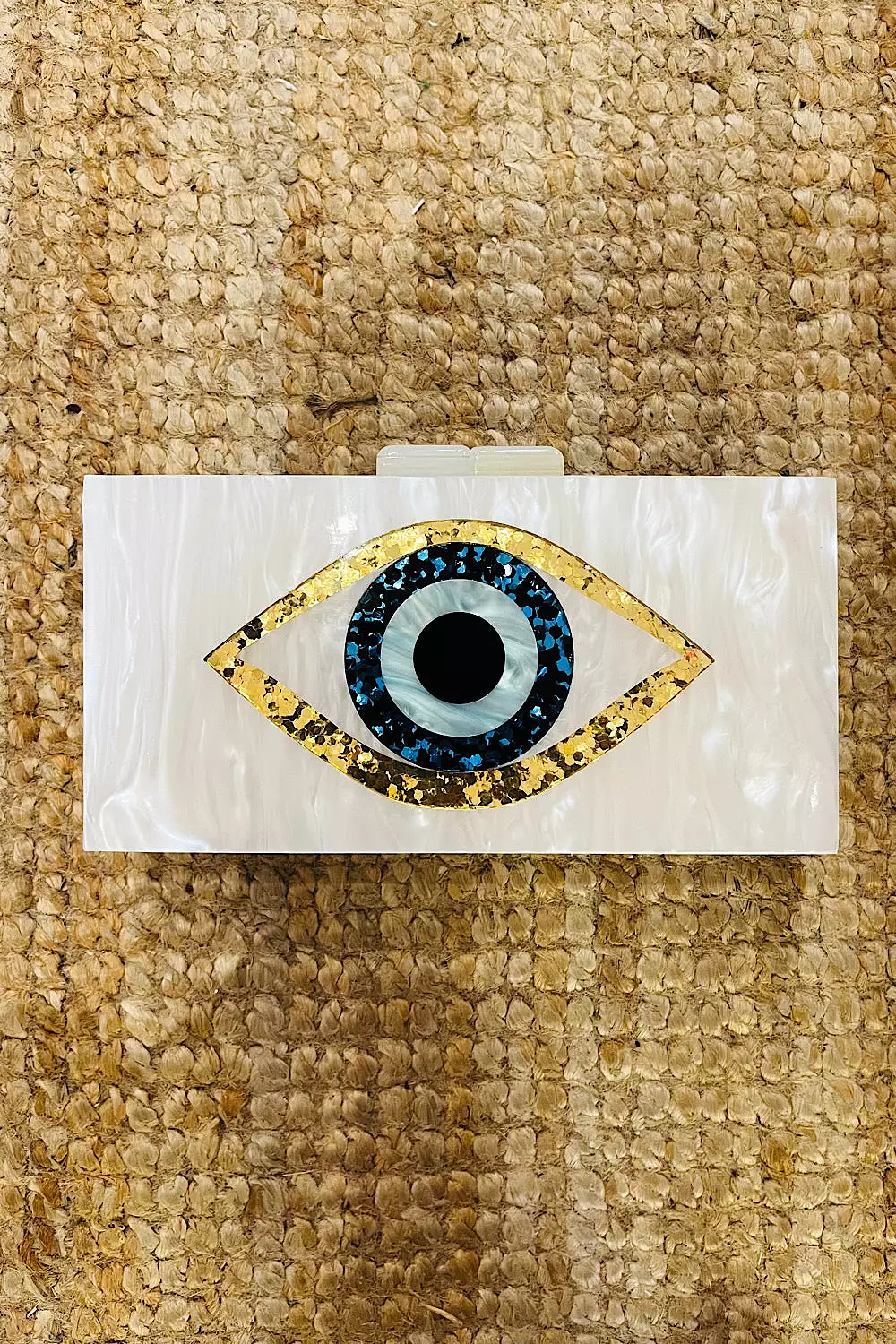 EYE SPY CLUTCH MARBLE WHITE