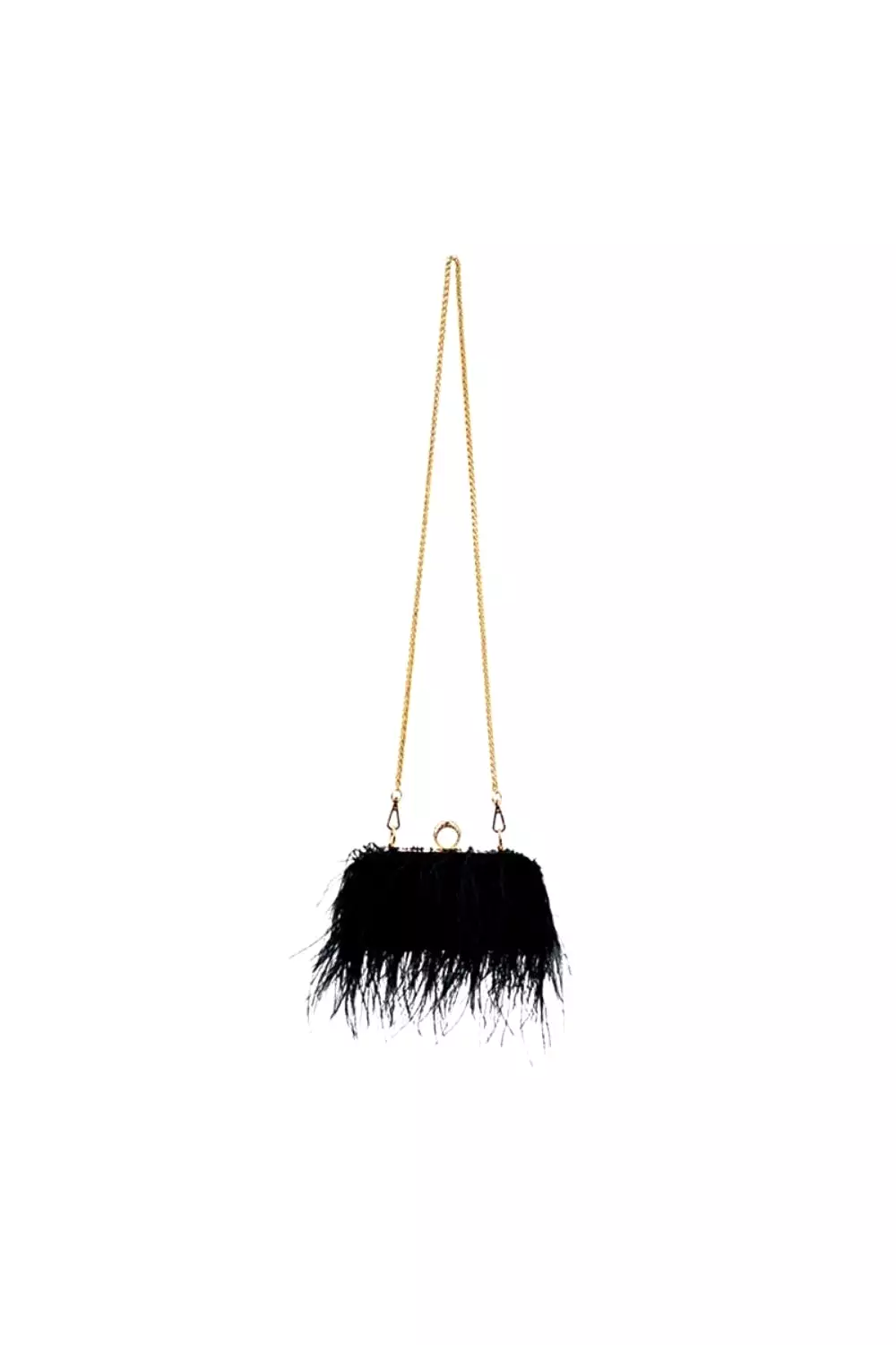 FEATHER OR NOT CLUTCH BLACK