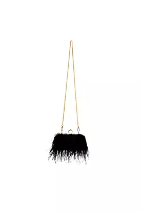 FEATHER OR NOT CLUTCH BLACK