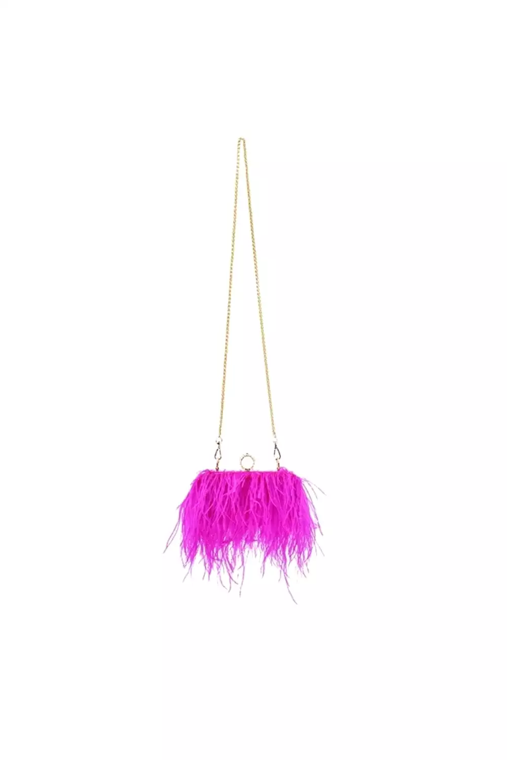 FEATHER OR NOT CLUTCH FUCHSIA