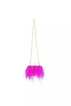 FEATHER OR NOT CLUTCH FUCHSIA