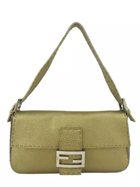 Fendi Metallic Leather Baguette Shoulder Bag