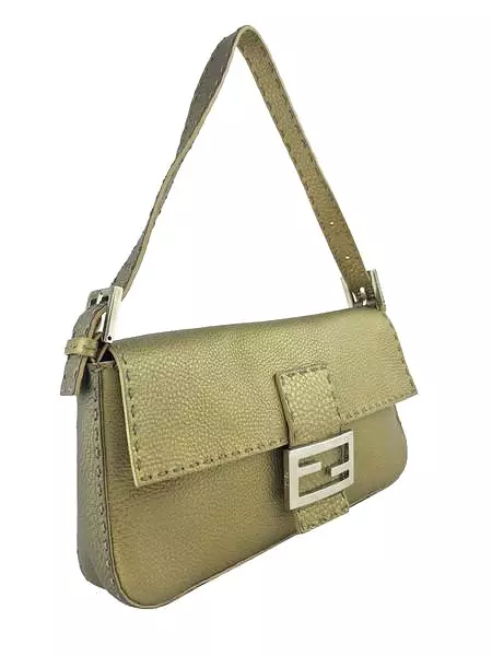 Fendi Metallic Leather Baguette Shoulder Bag