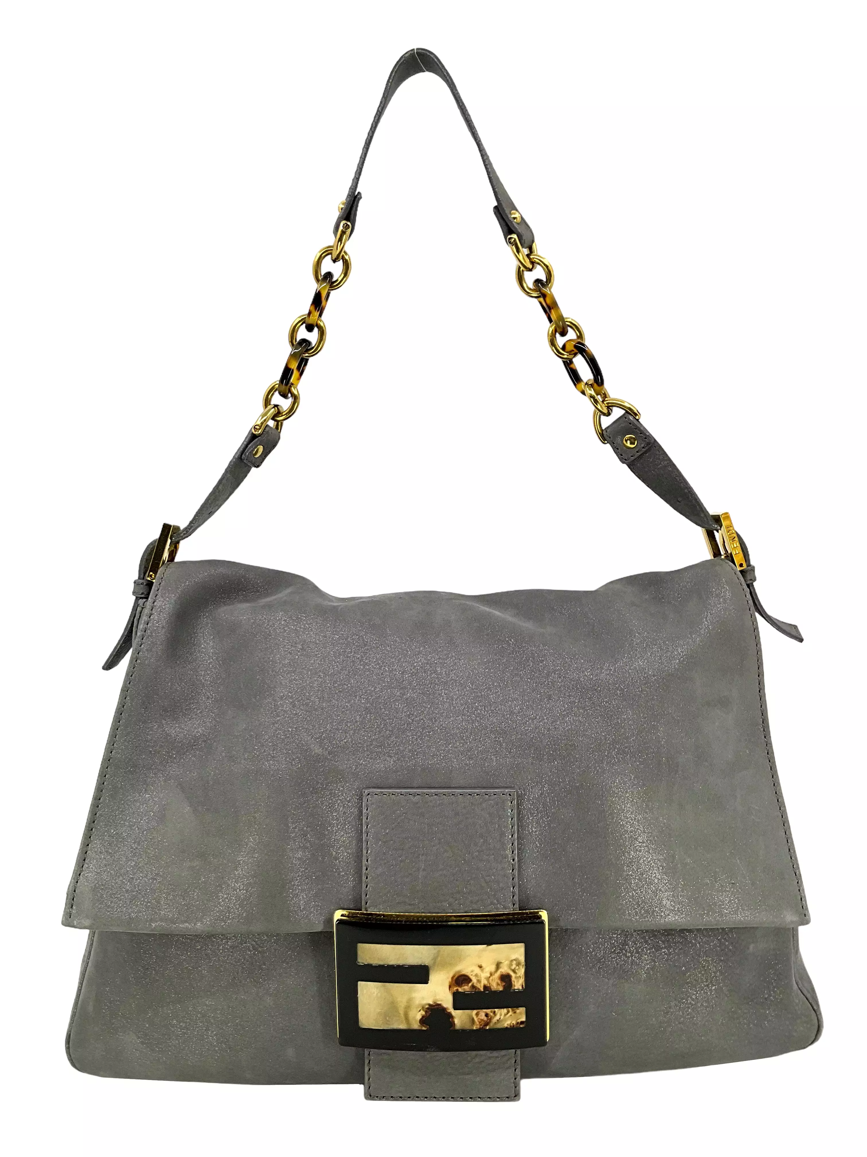 Fendi Metallic Suede Mamma Foreve Baguette Shoulder Bag