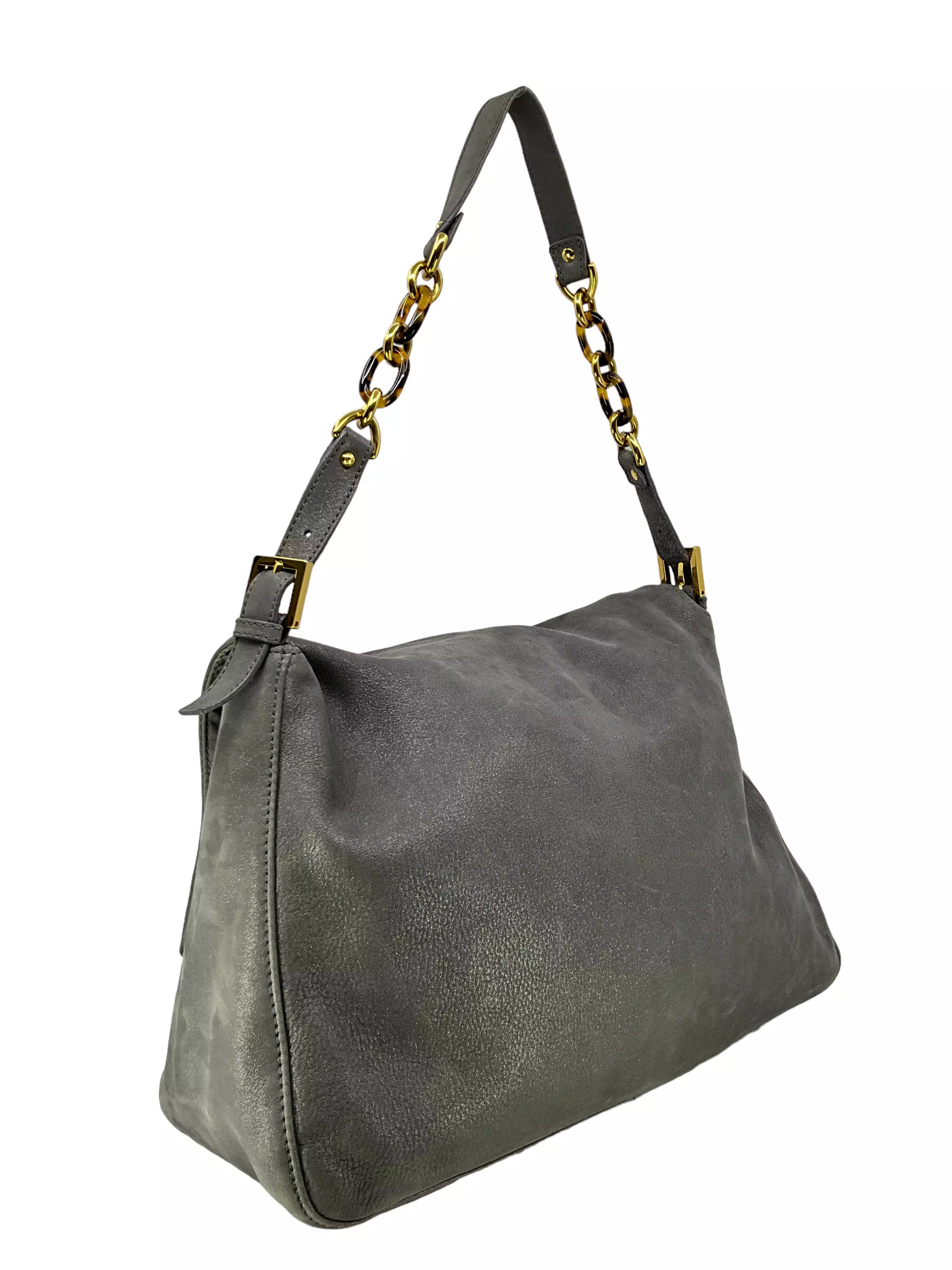 Fendi Metallic Suede Mamma Foreve Baguette Shoulder Bag