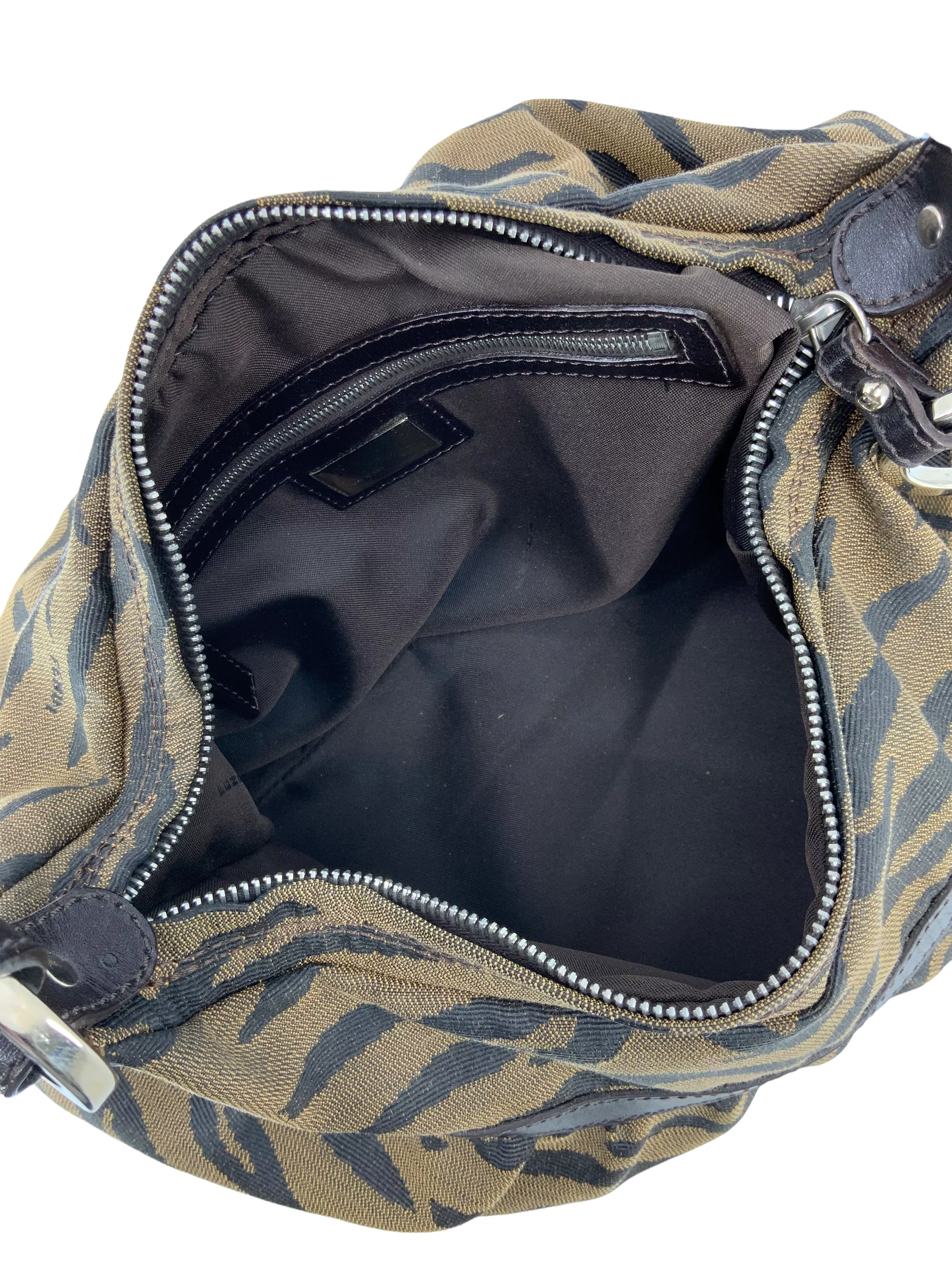 Fendi Vintage Tiger Printed Canvas Chef Shoulder Bag