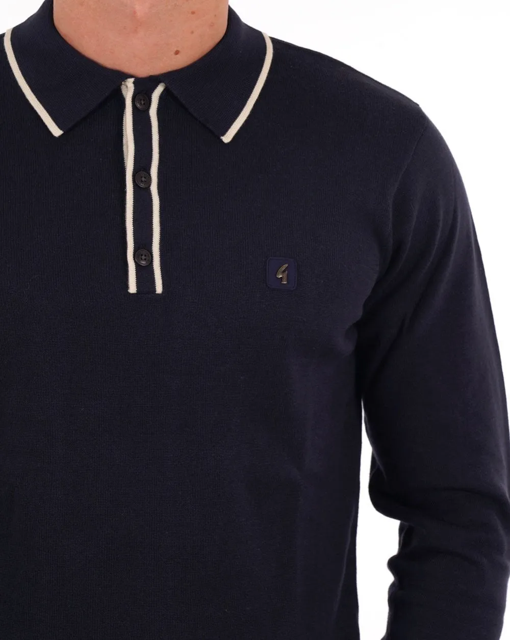 Gabicci Vintage Lineker Knitted Polo Navy