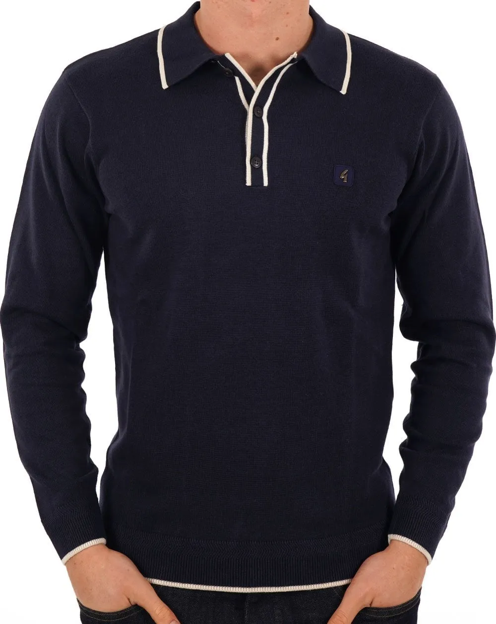 Gabicci Vintage Lineker Knitted Polo Navy