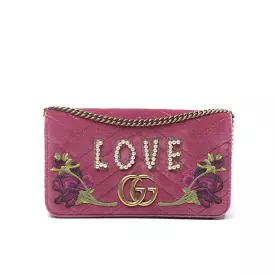 Gucci 488426 2149 Women's Raspberry Pink Velvet Mini Clutch Bag (GG2065)