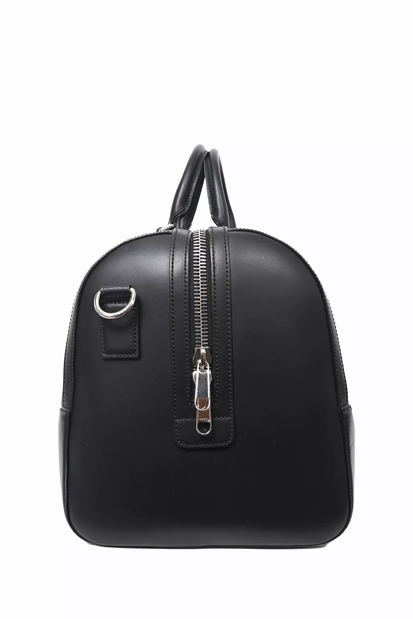 Gucci Black GG Supreme Carry-On Duffle Bag with Web Strap