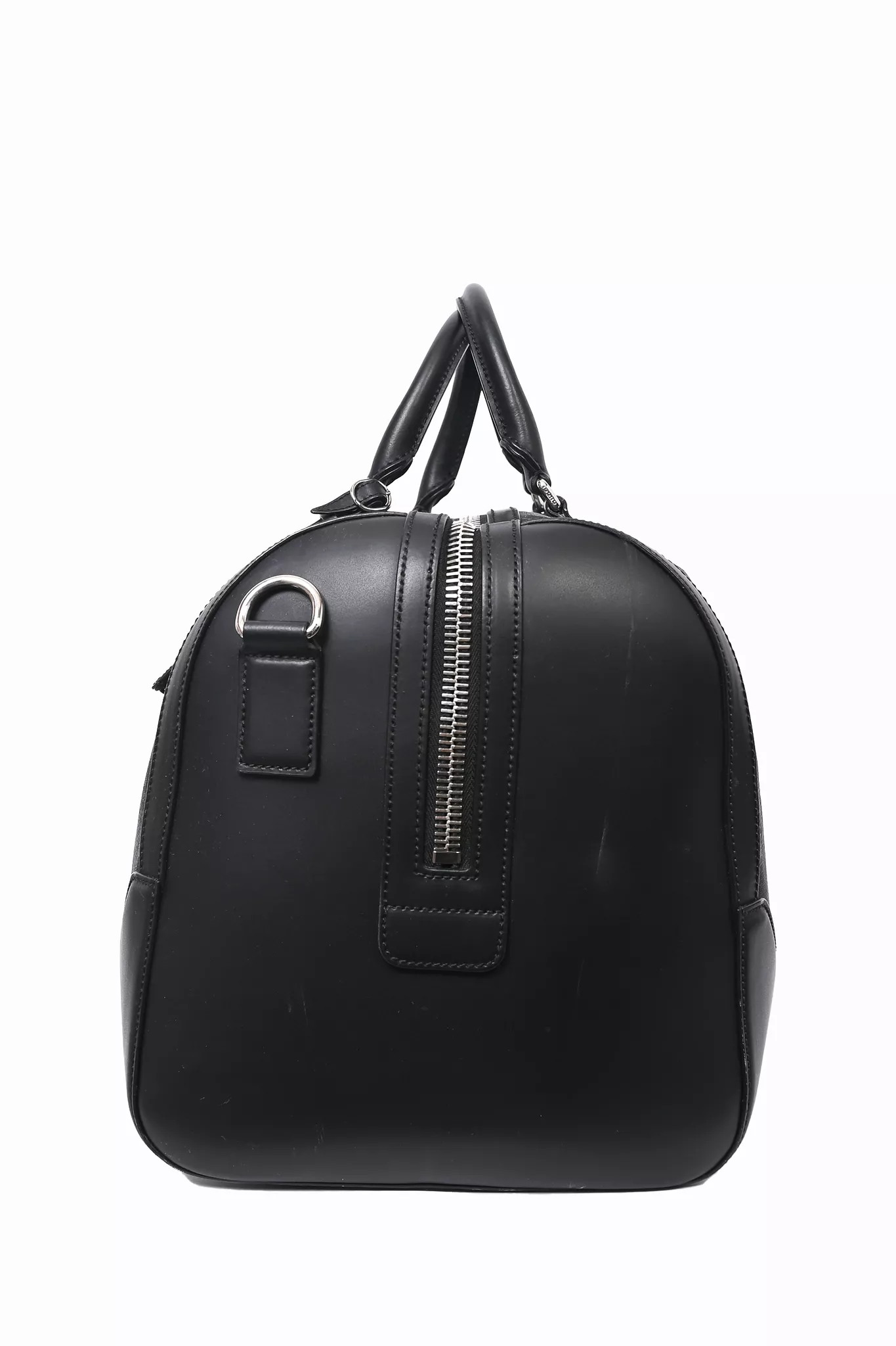 Gucci Black GG Supreme Carry-On Duffle Bag with Web Strap