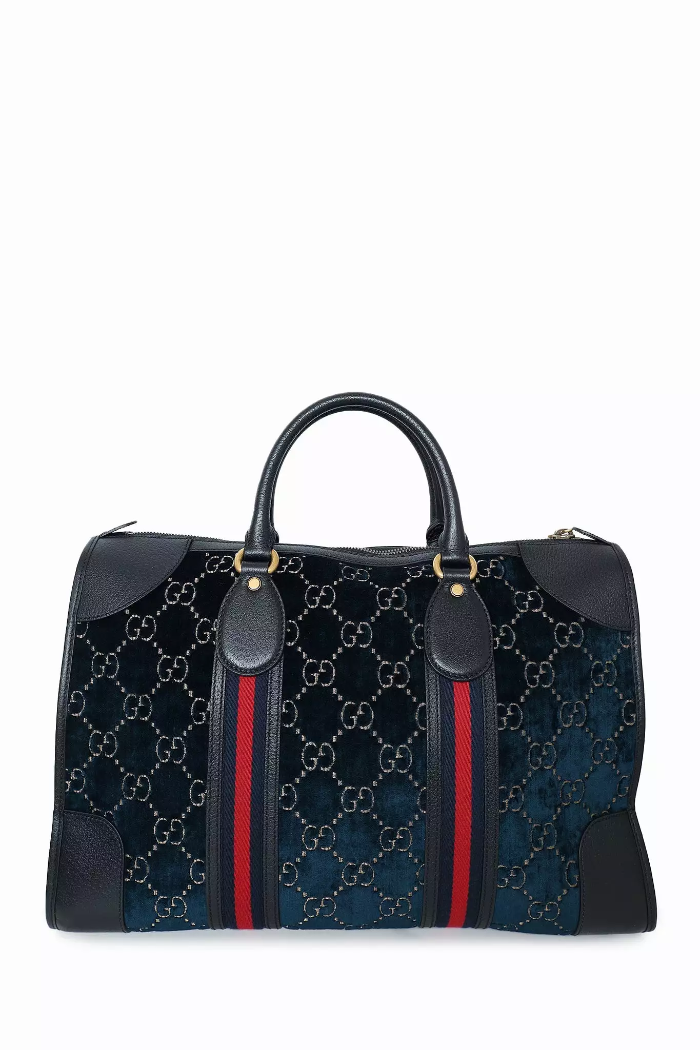 Gucci Blue GG Velvet Medium Duffle Bag with Strap