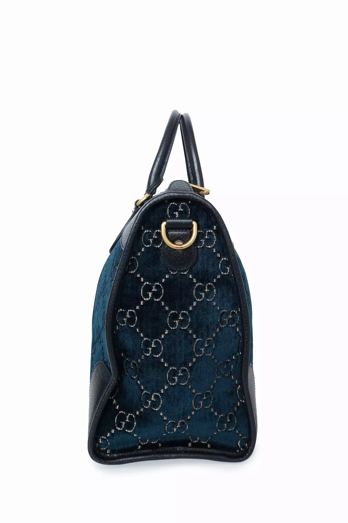 Gucci Blue GG Velvet Medium Duffle Bag with Strap