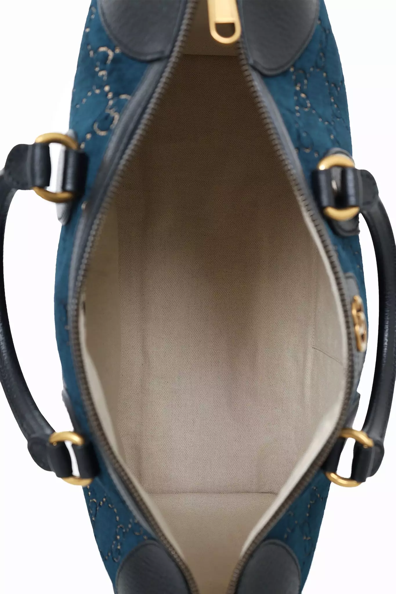 Gucci Blue GG Velvet Medium Duffle Bag with Strap