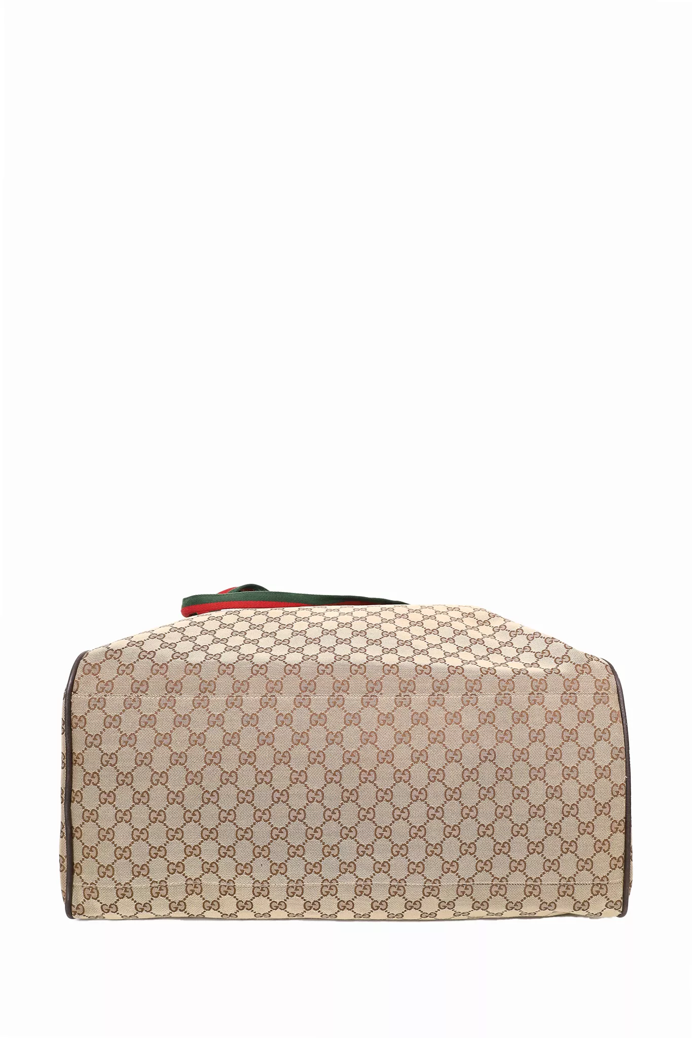 Gucci Brown Canvas GG Supreme Web Trim Duffle Bag