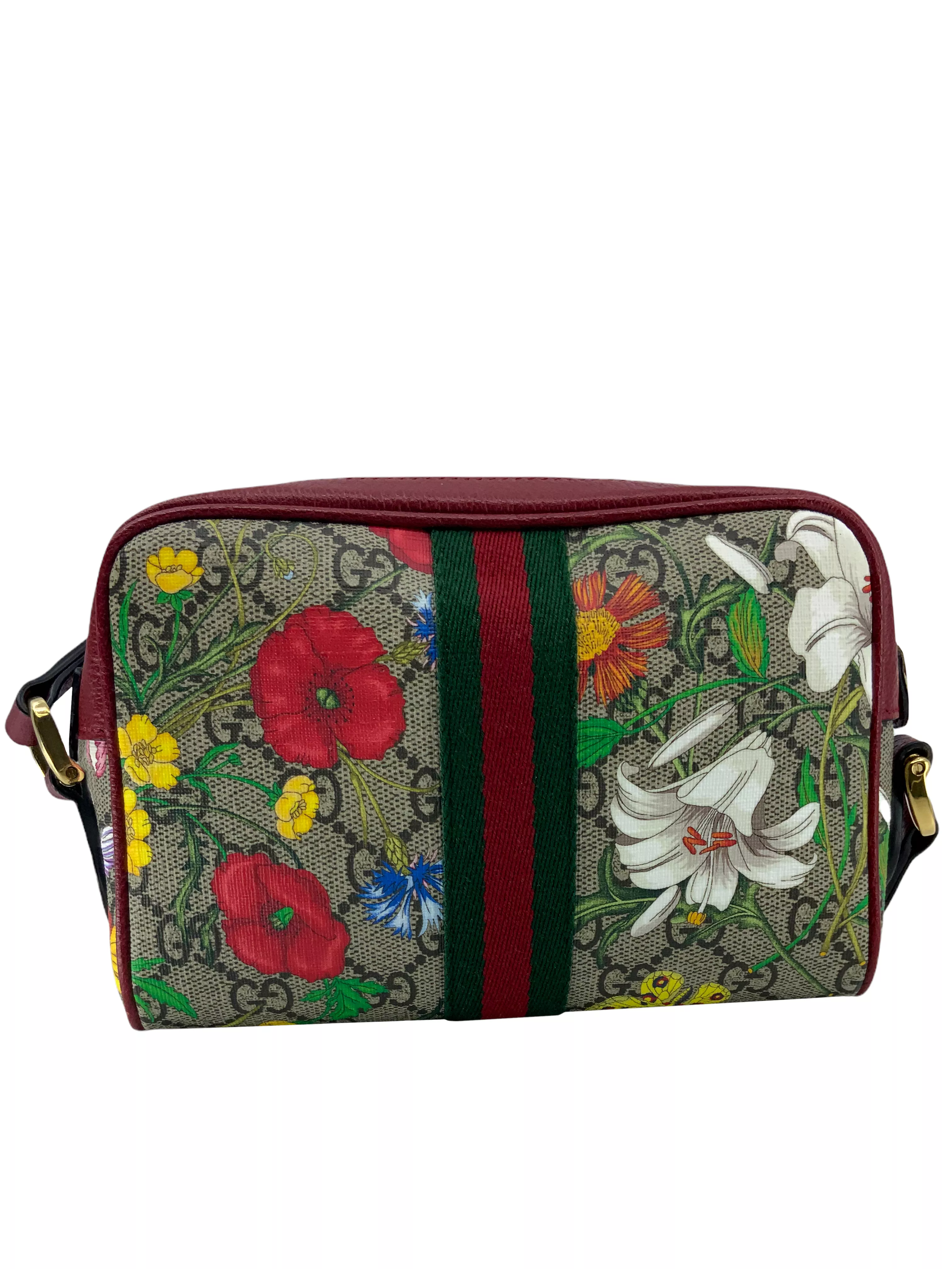 GUCCI GG Supreme Flora Web Mini Ophidia Shoulder Bag