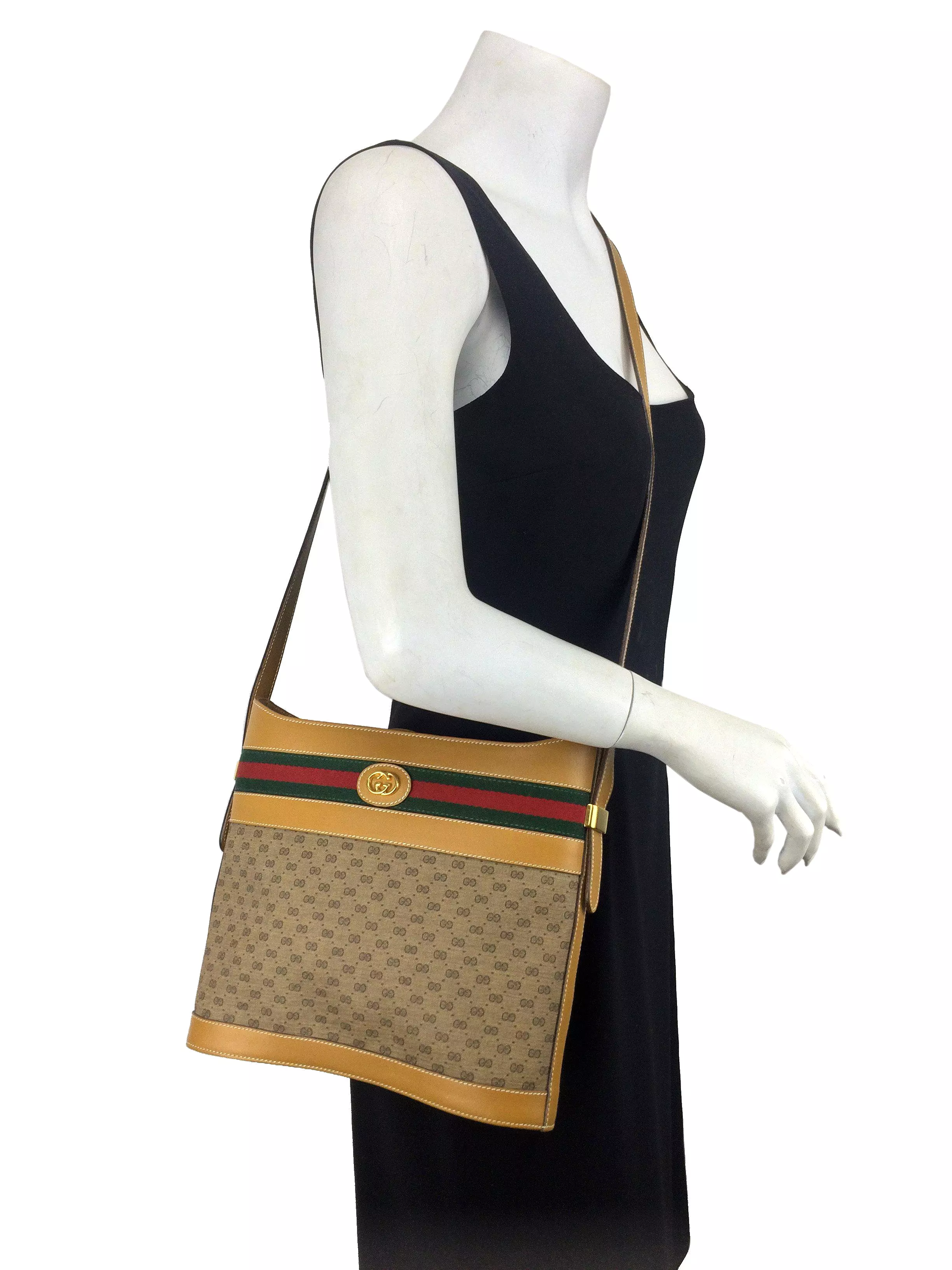 Gucci Vintage GG Monogram Web Shoulder Bag