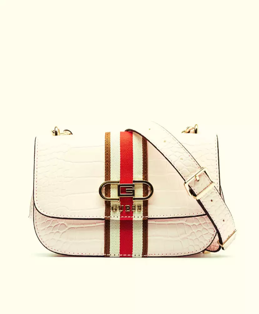 GUESS NELKA FRONT STRIPE CROSSBODY STONE