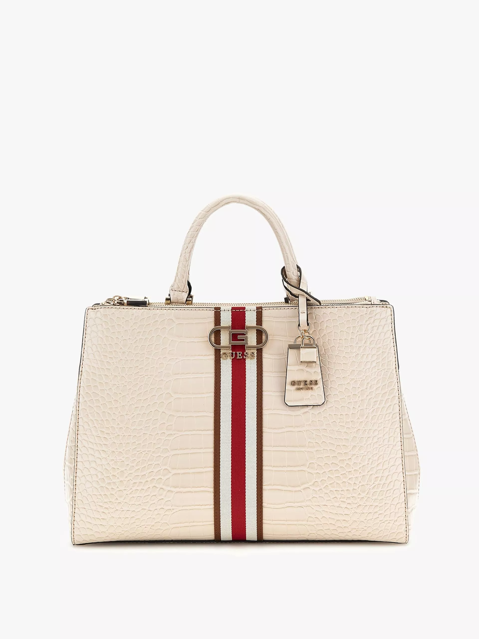 GUESS NELKA FRONT STRIPE HANDBAG STONE