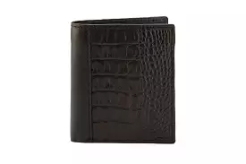 Hip Fold Leather Wallet - Crocodile Black