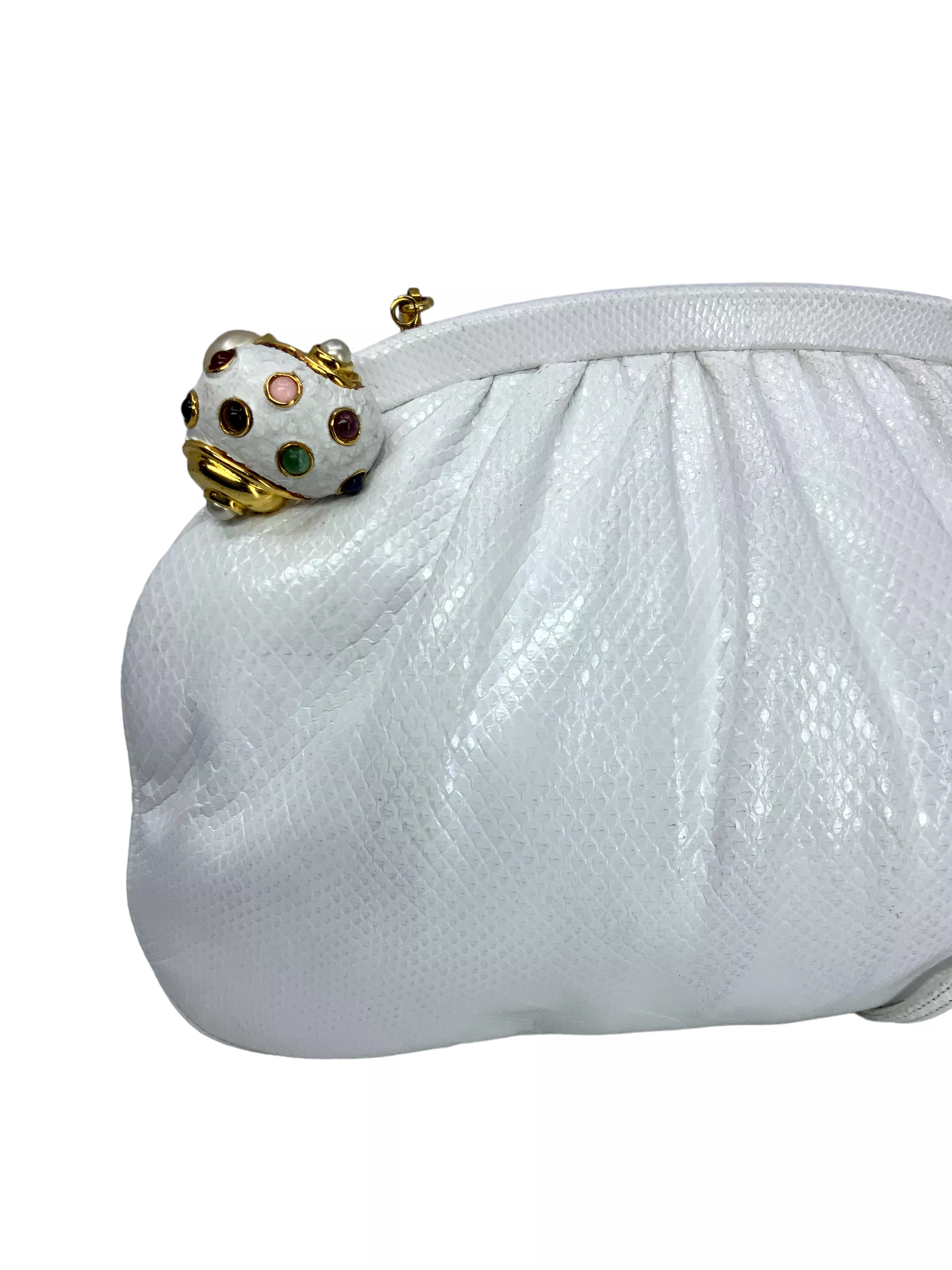 Judith Leiber Lizard Jeweled Snail Clasp Evening Bag Clutch