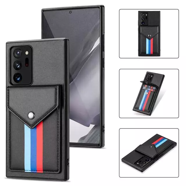 Lanyard Leather Wallet Card Holder Stand Phone Case For Samsung Galaxy