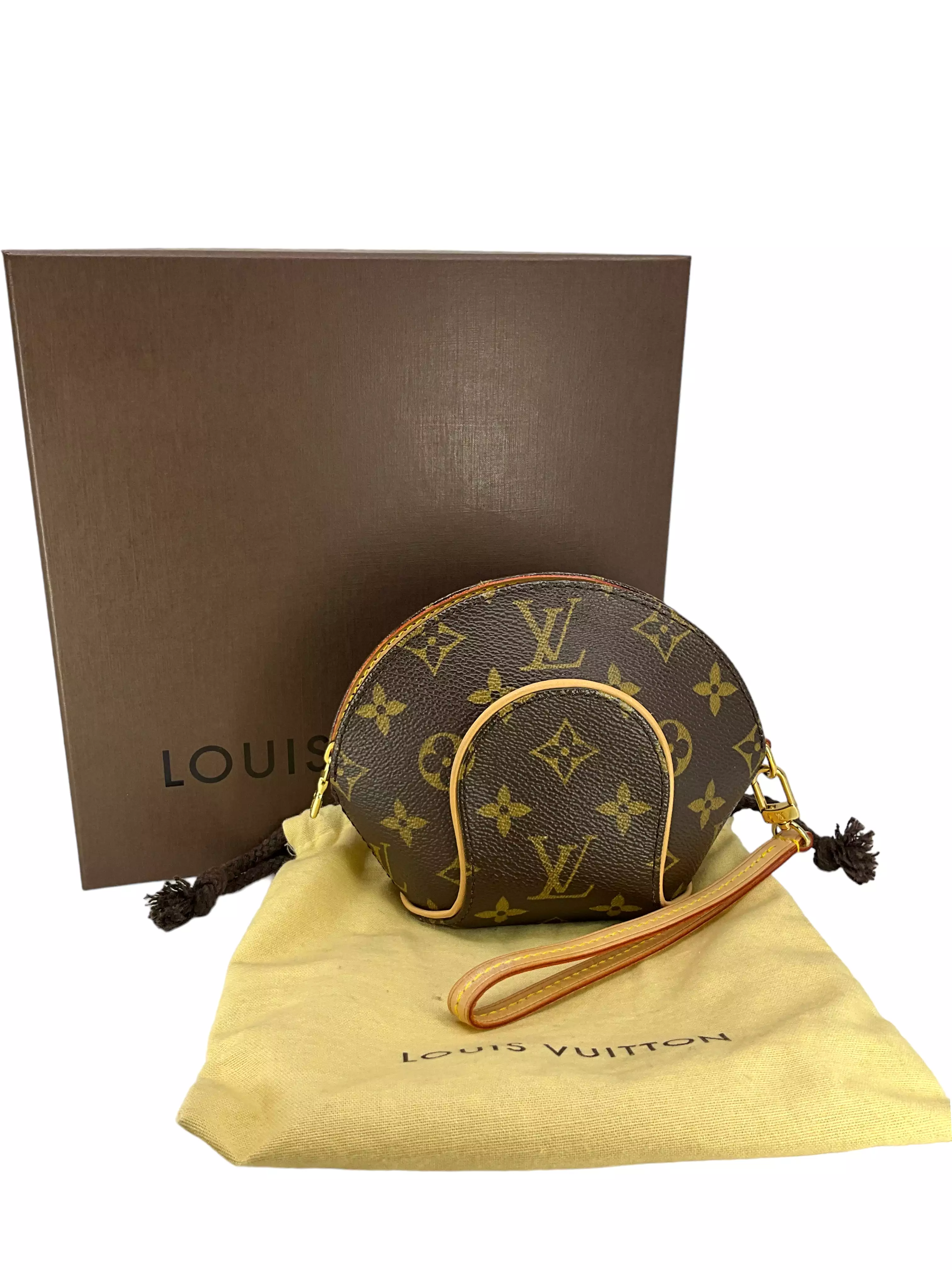 LOUIS VUITTON Monogram Canvas Mini Ellipse Wristlet Clutch Bag