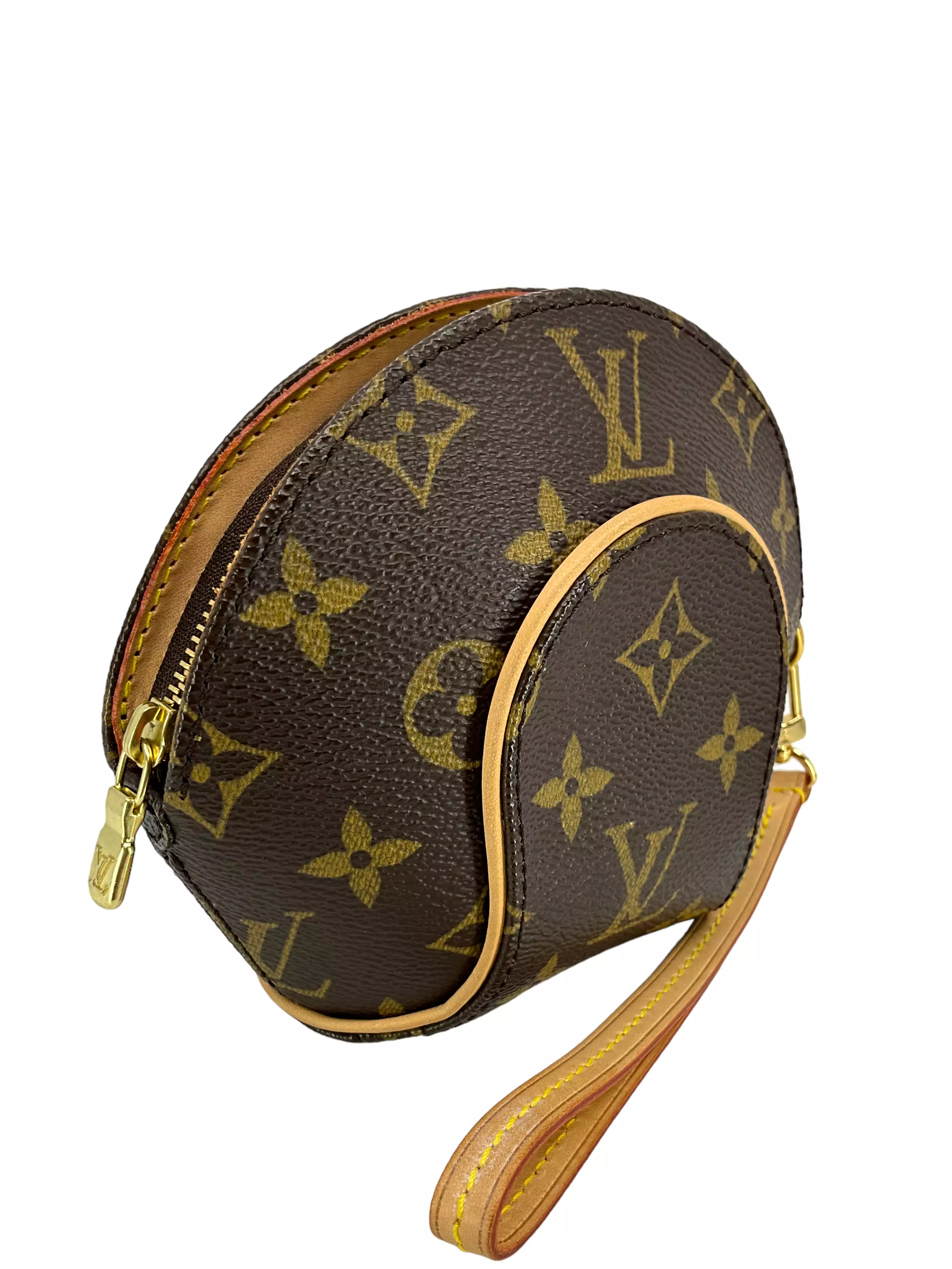 LOUIS VUITTON Monogram Canvas Mini Ellipse Wristlet Clutch Bag